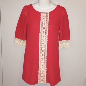 Sequin Hearts Red Dress with Lace Trim Girls Size 10